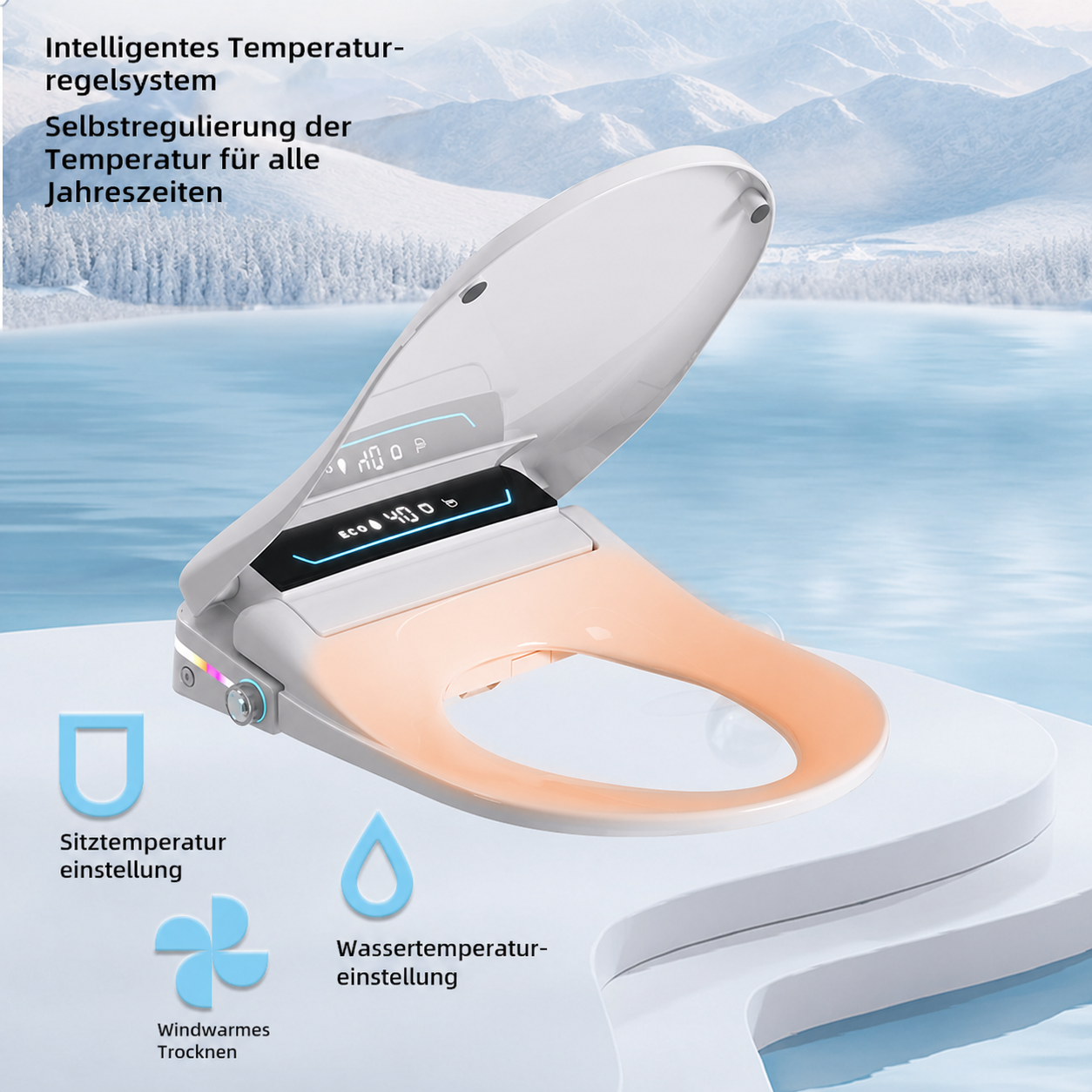 Bidet-Aufsatz für WC mit Sitzheizung