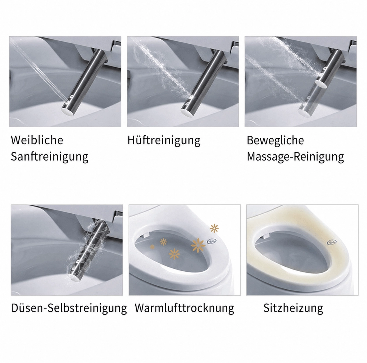 Dusch-WC Aufsatz für WC, mit Föhn, Sitzheizung und Bidet (Dusch-WC zum Nachrüsten)